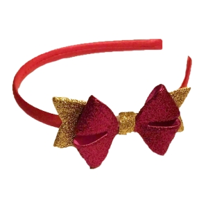 Pink and Gold Sparkle Hair Band with Bow